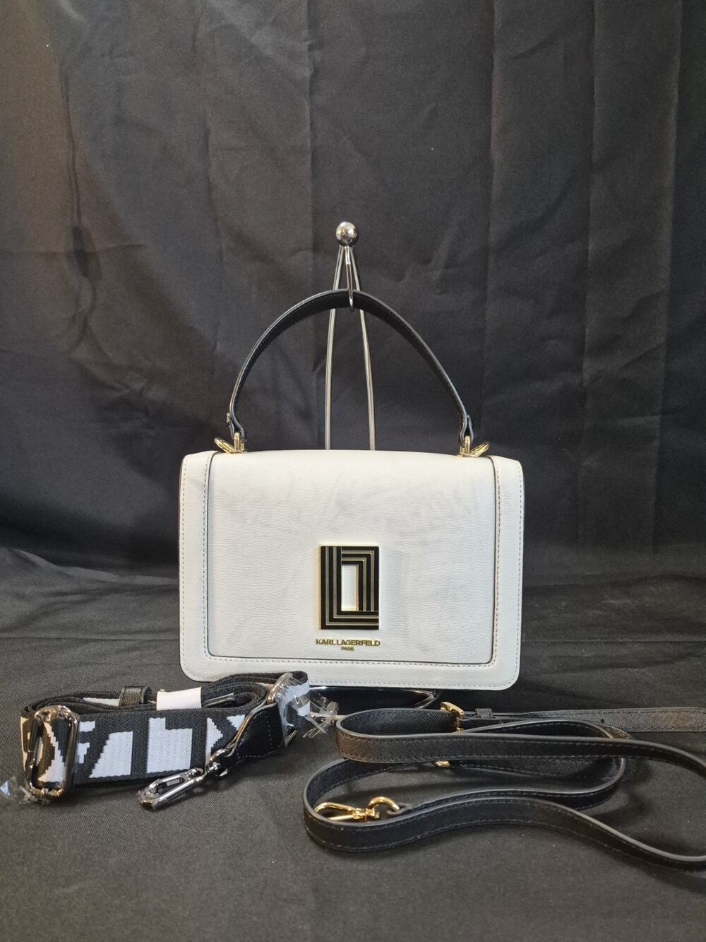 Karl Lagerfeld Paris Leather Bag Handbag Purse .Never Used With Crossbody Strap.